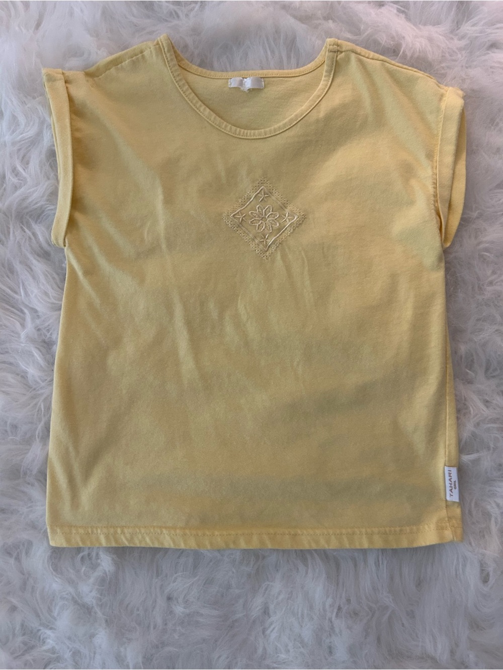 Kids Yellow Embroidered Tee